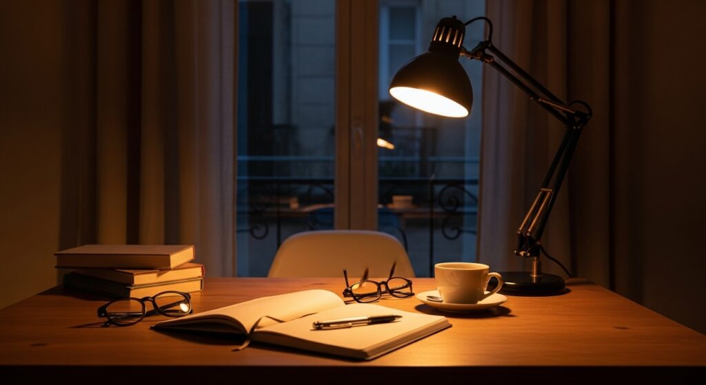 ノートPCを開き、クラウドソーシングサイトを閲覧しているシーン。初心者が副業案件を探すリアルな瞬間を表す。