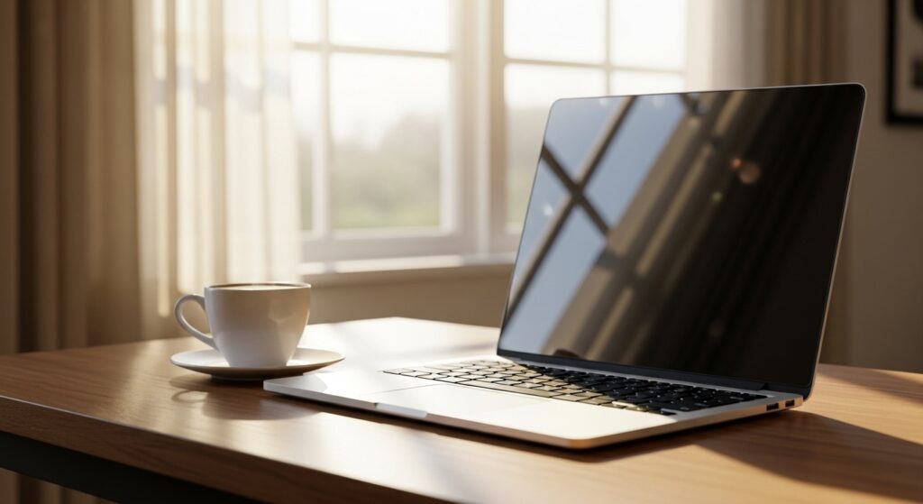 朝の光の中で副業の目的を書き出しているイメージ